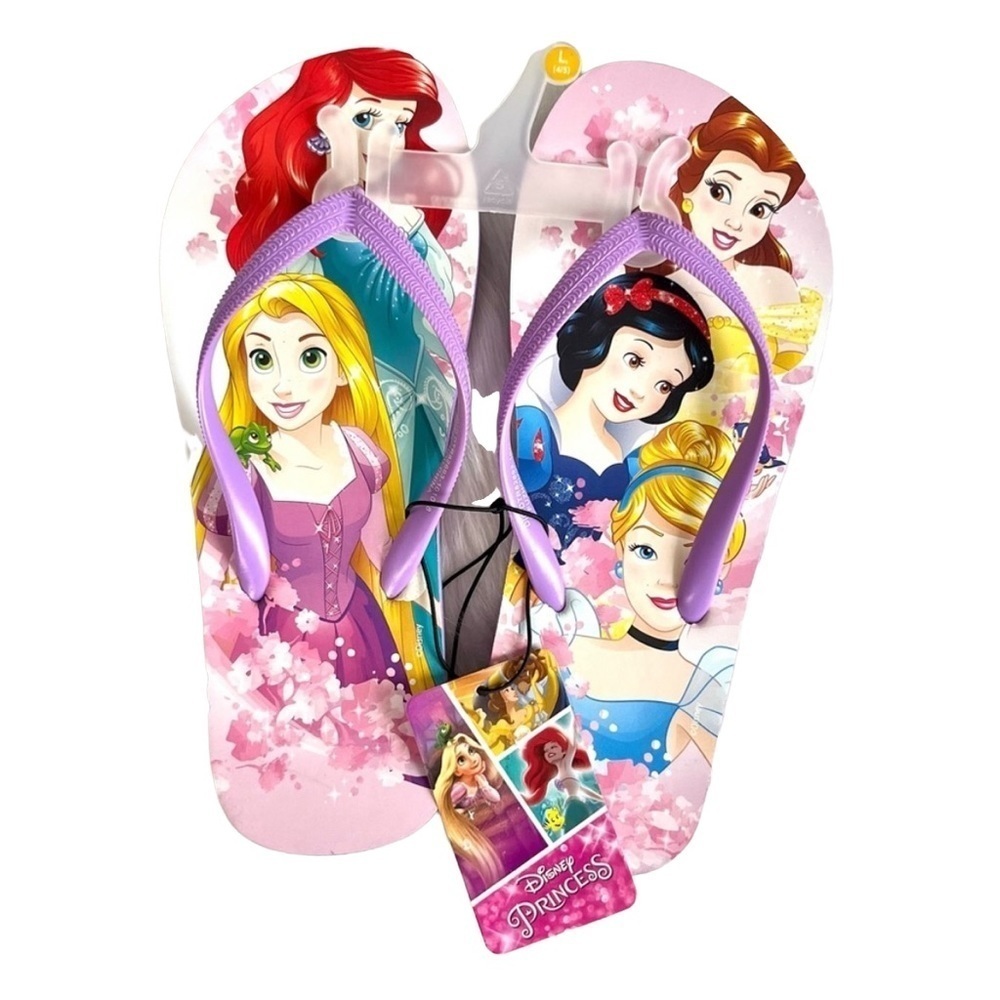 Disney Princess Kid’s Flip Flops Sz Large (4/5) NWT